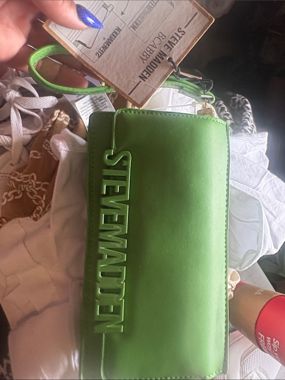 Steve Madden Green Logo Wristlet Clutch